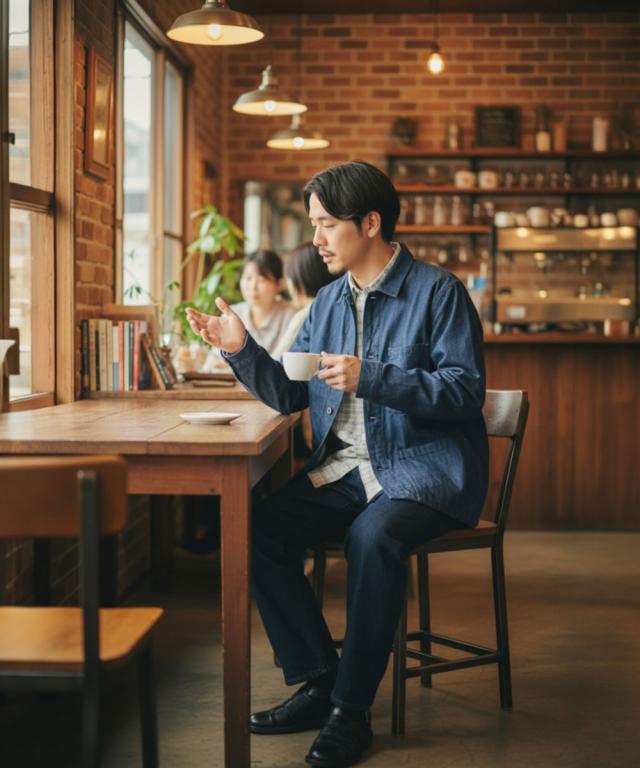 FOB FACTORY F2447 デニムカバーオール サイドシルエット ボックスシルエット