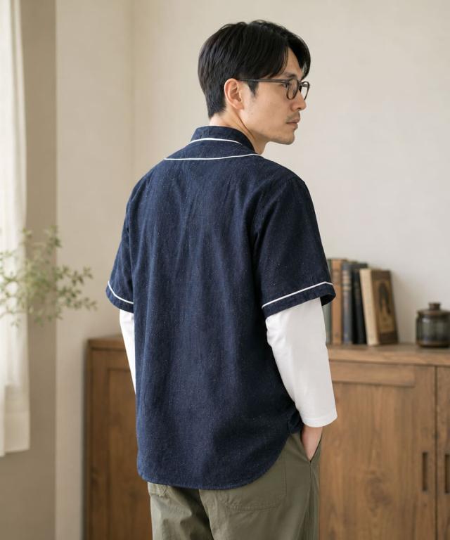 FOB FACTORY F3490 ベースボールシャツ 首元・襟元のディテール