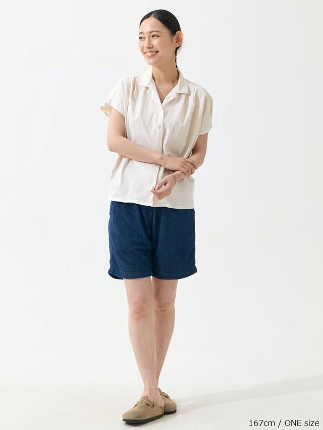 GOOD ON フレンチスリーブシャツ ワイドボトムスと合わせた大人のカジュアルコーデ