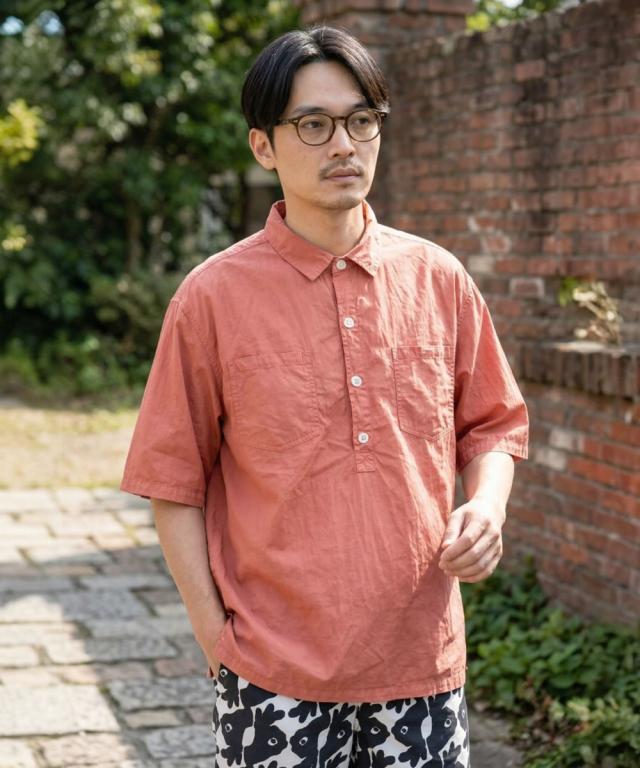 gym master G733791 コットンナイロン プルオーバーシャツ コーディネート チャコール