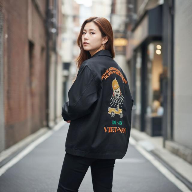 ヒューストン ベトジャン 背面刺繍 VIETNAM スカルデザイン