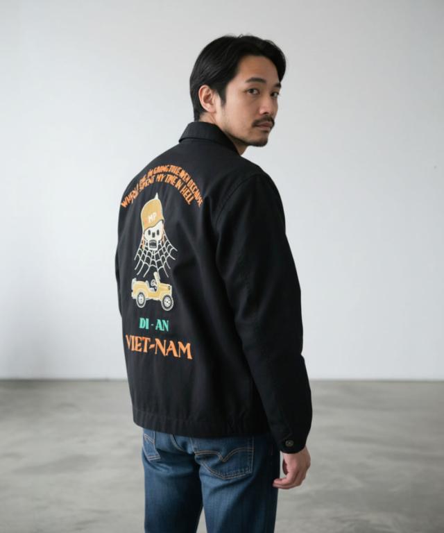 HOUSTON ベトジャン フロント刺繍 スカル＆蛇 デザイン