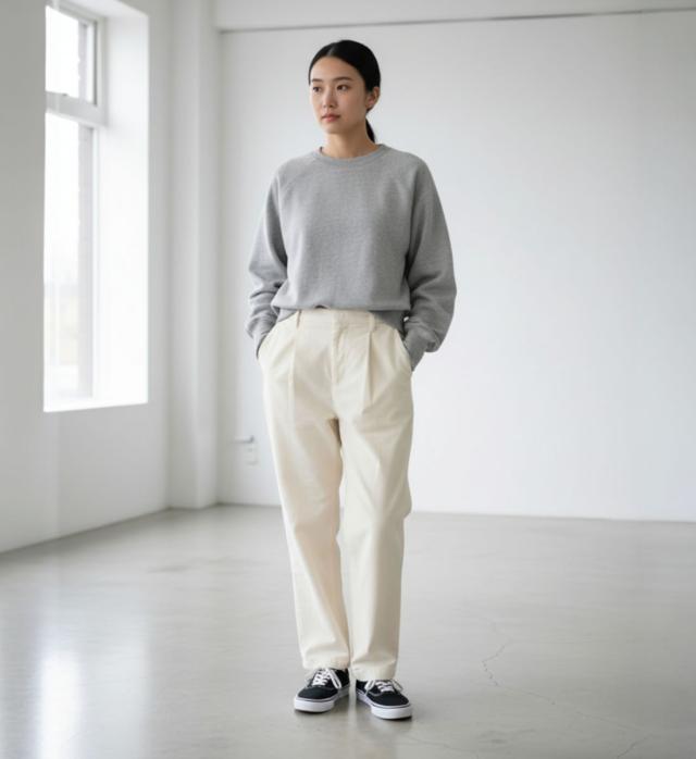 コーデュロイパンツ フロント着用