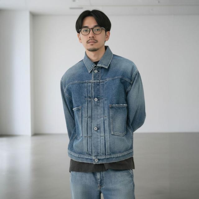 JOHNBULL JM243L03 デニムトラッカージャケット メンズ 着用イメージ 身長173cm Mサイズ