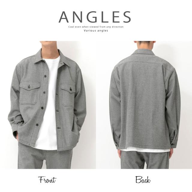 ジョンブル PressWarm CPOシャツ グレー メンズ 前後画像