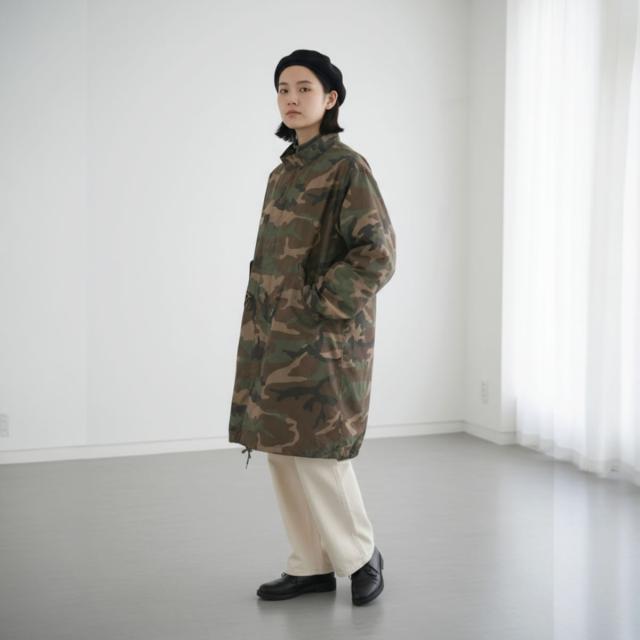 JOHNBULL ジョンブル M-65 ショートモッズコート メンズ オリーブ カジュアルコーディネート全身画像