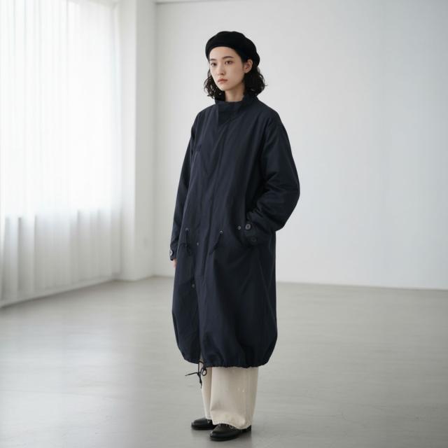 JOHNBULL ジョンブル M-65 ショートモッズコート メンズ オリーブ カジュアルコーディネート全身画像