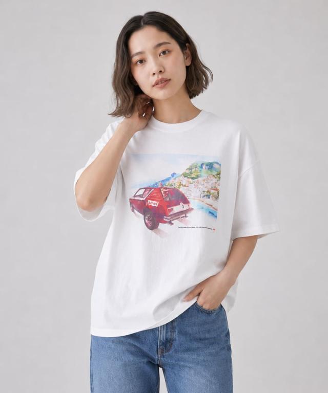 Levi's リーバイス グラフィックボックスTシャツ ホワイト デイリーユースコーディネート
