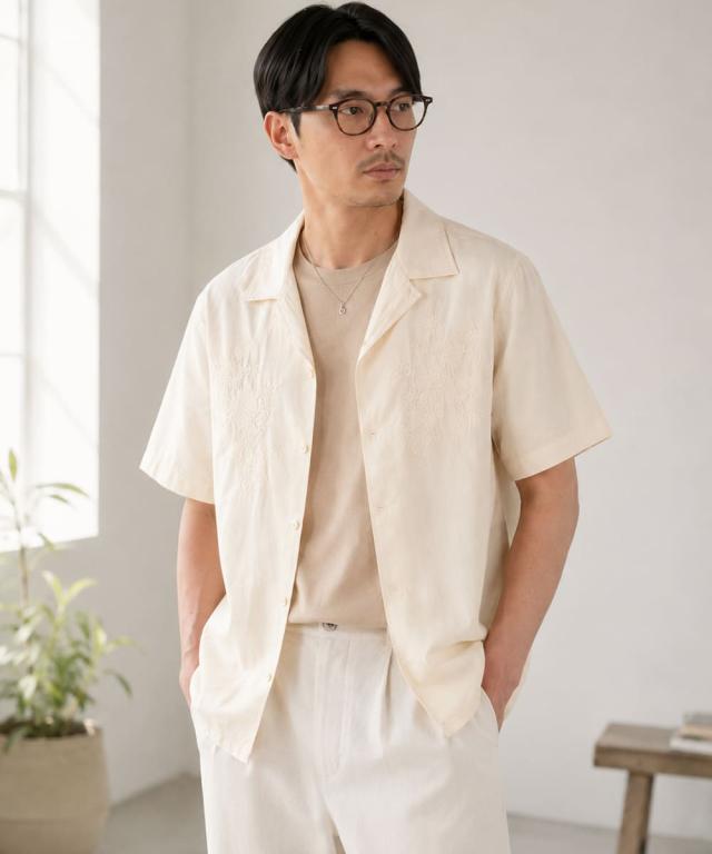 リーバイス サンセットキャンプシャツ 胸元の刺繍デザイン拡大