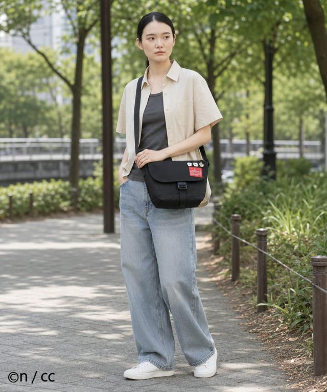 ちいかわ× バッグのフラップ（蓋）部分に配置された便利なジッパーポケット