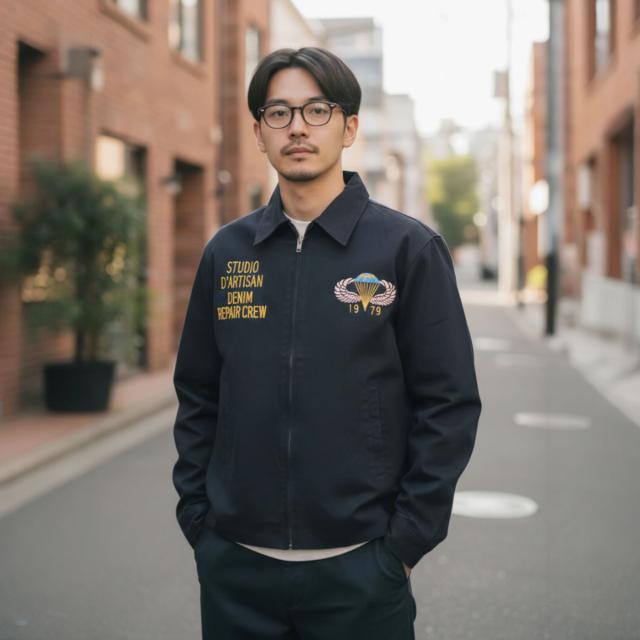 STUDIO D'ARTISAN ベトジャン 胸刺繍 パラシュートモチーフ ミリタリーデザイン