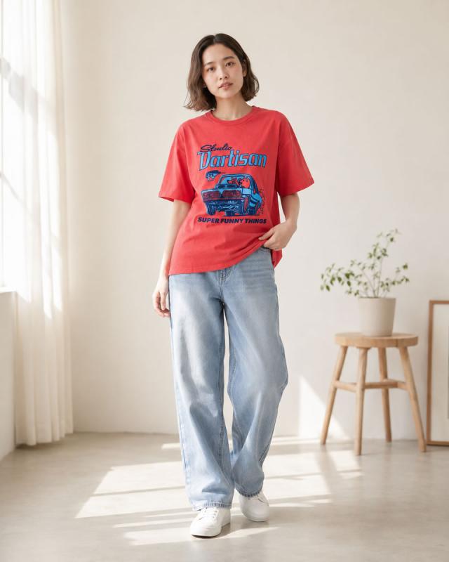 ステュディオ・ダルチザン プリントTシャツ メンズ アメカジコーディネート例3
