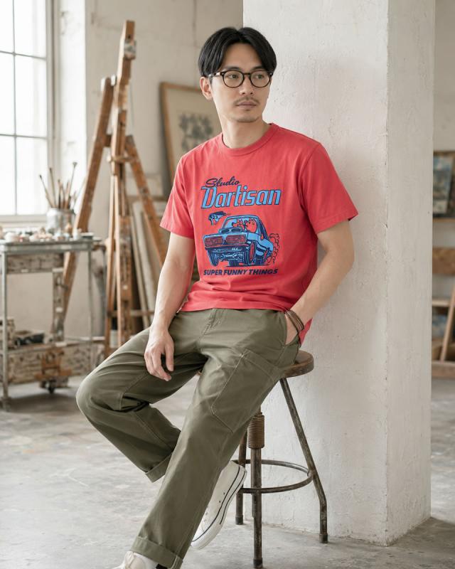 ステュディオ・ダルチザン プリントTシャツ 胸元プリントと生地のディテール