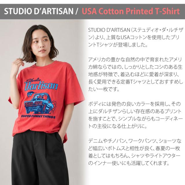 ステュディオ・ダルチザン プリントTシャツ メンズ アメカジコーディネート着用イメージ