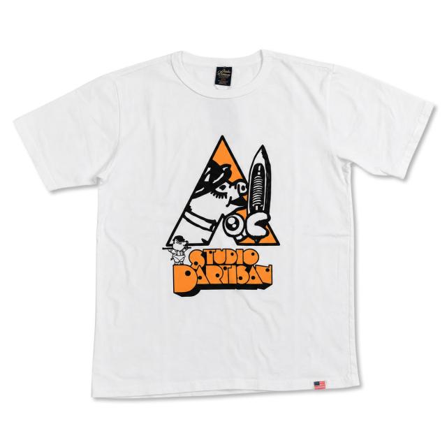 ステュディオ・ダルチザン プリントTシャツ(ブラック)の平置き背面全体画像