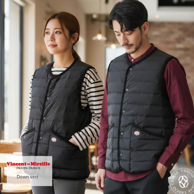 Vincent et Mireille ダウンベスト VM252SD26040 ブラック ステッチレスダウン 正面画像