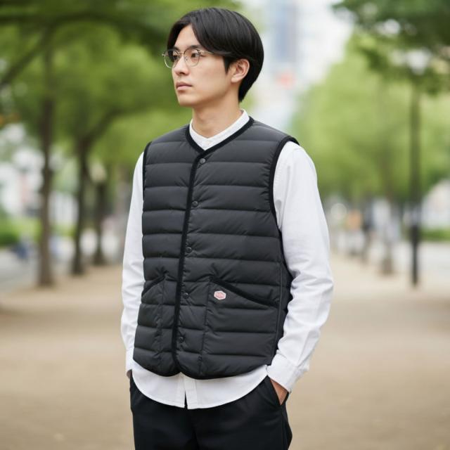 ヴァンソンエミレイユ ダウンベスト VM252SD26040 メンズ着用 173cm 40サイズ ブラック