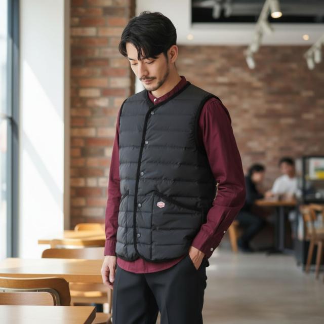 Vincent et Mireille ダウンベスト VM252SD26040 ブラック 背面デザイン画像