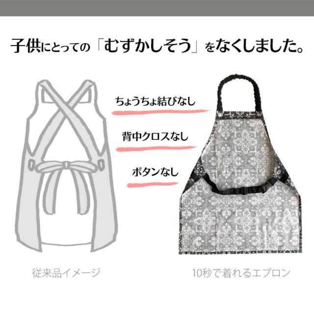 1人で着れる給食エプロン 子どもにとっての難しいをなくしました