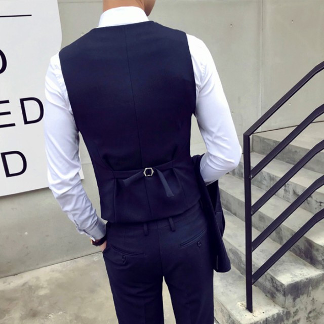 ネイビー ダブルスーツ スリーピース スーツ メンズ スリム