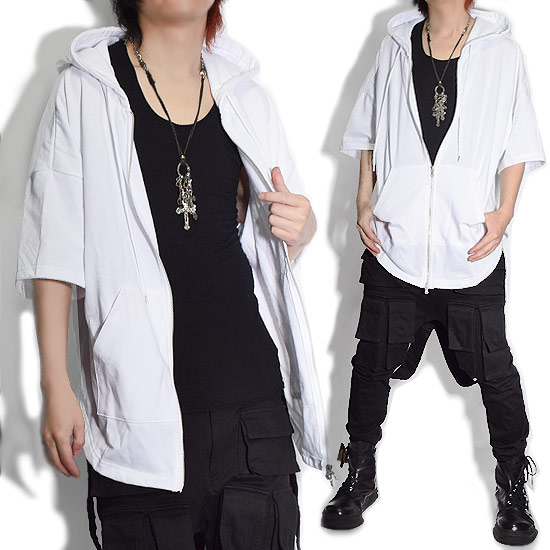 受賞店舗 パーカー メンズ モード系 プルオーバーパーカー ビッグパーカー 半袖 パーカー レディース V系 ビジュアル系 韓国 最新人気 Iacymperu Org