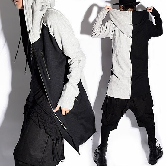 デザインに パーカー 個性的v系ビジュアル系ストリート系韓国お兄系衣装の通販はau Pay マーケット Alleglo Crows 商品ロット メンズ ロングパーカー 変形 ライダースパーカービックパーカーバイカラー こだわりの