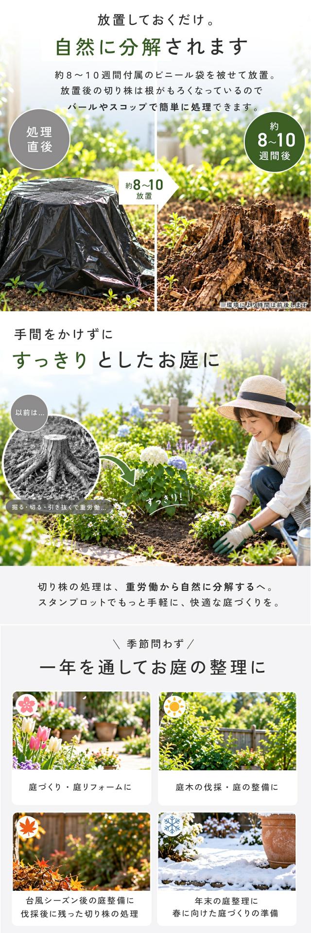 切り株処理剤スタンプロット400g切り株除去繊維分解ガーデニング庭手入れ日本製