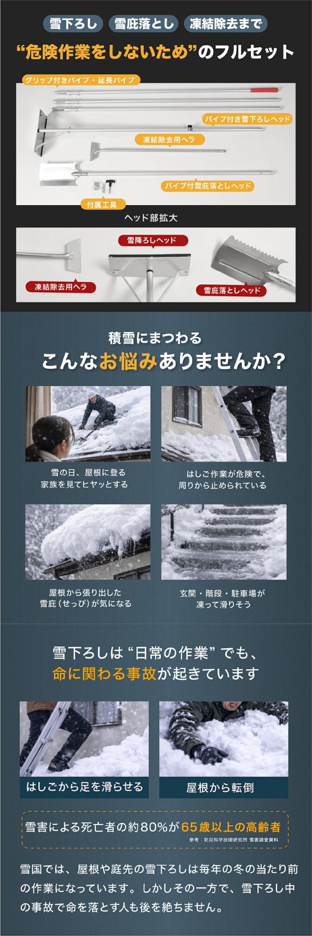 雪降ろし 6m ハシゴ不要 安全作業