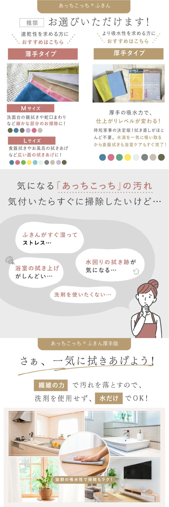 あっちこっちふきん 厚手 Lサイズ テイジン製 日本製 強力吸水 洗剤不要 掃除クロス lp02
