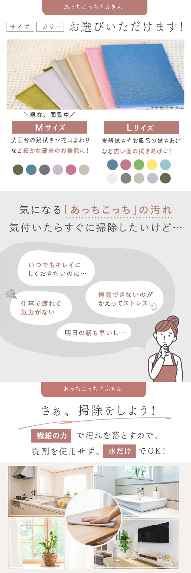 あっちこっちふきん Mサイズ 薄手 クロス テイジン ミクロスター 水だけで汚れ落ち 洗剤不要 掃除クロス lp02