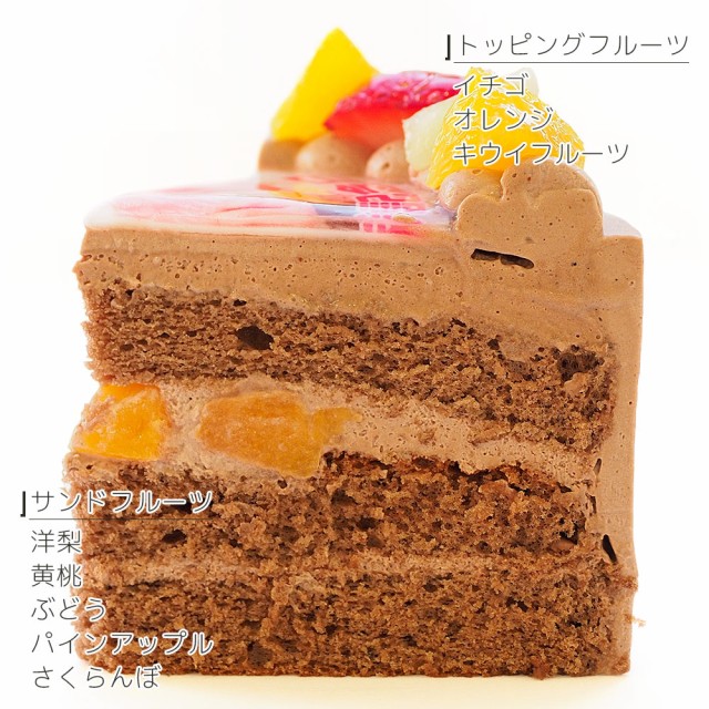 写真ケーキ フルーツ三種生チョコクリーム