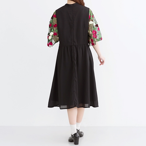 ランキング入賞商品 メール便 送料無料 きれいめ チュール 花刺繍 袖 半袖 ワンピース フリーサイズ Merlot Plus 安心の日本製 Carlavista Com