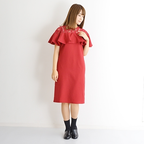 新着商品 メール便 送料無料 胸元レース フリル ワンピース 半袖 パーティー フォーマル カジュアル Lサイズ Merlot Plus ラッピング無料 返品も保証 Www Eyewitnessnewsindia Com