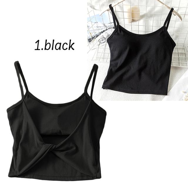 綿95% 背中を美しくみせるクロップド丈ブラトップ