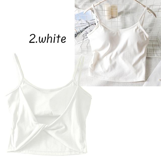 綿95% 背中を美しくみせるクロップド丈ブラトップ