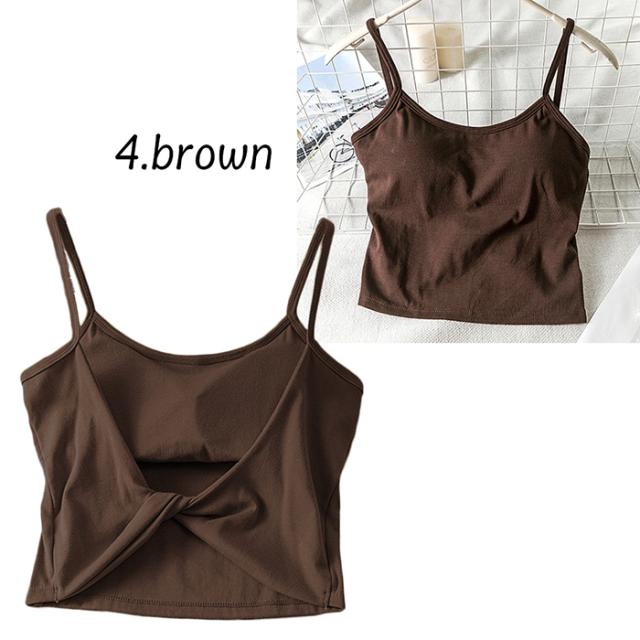 綿95% 背中を美しくみせるクロップド丈ブラトップ