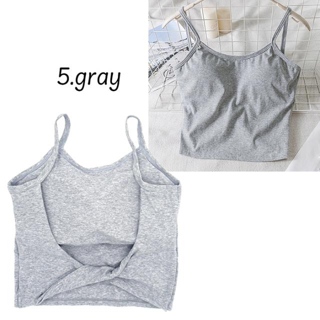 綿95% 背中を美しくみせるクロップド丈ブラトップ