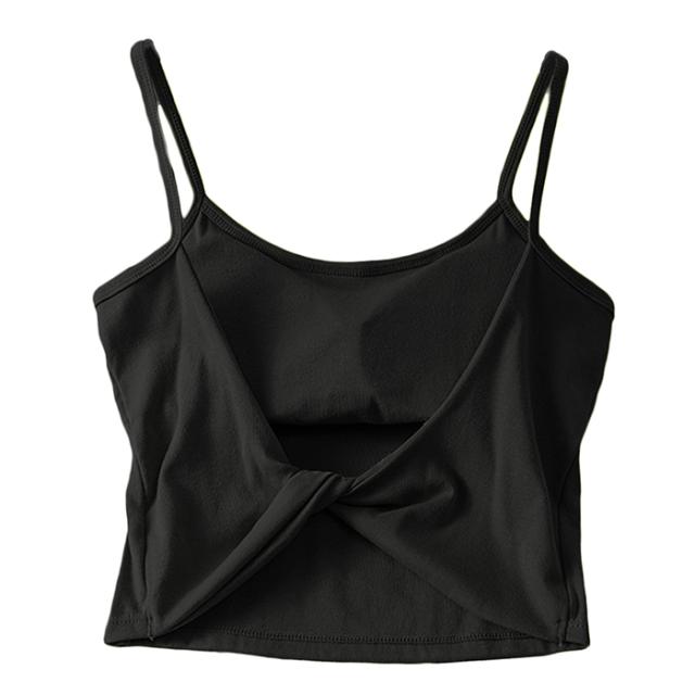 綿95% 背中を美しくみせるクロップド丈ブラトップ