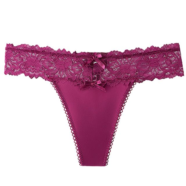 編み込みリボン風デザインのサテンTバック