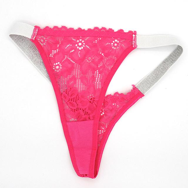 ラメゴムと透ける総レースのレディースTバック