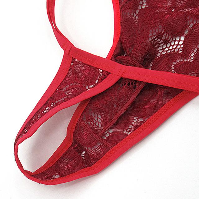 ダブルの腰ゴムがおしゃれ 透ける花柄総レースのTバック