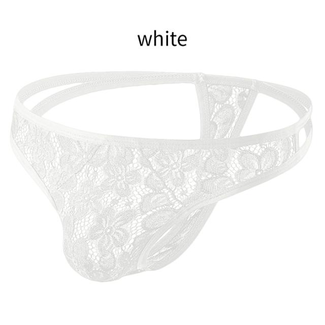 ダブルの腰ゴムがおしゃれ 透ける花柄総レースのTバック