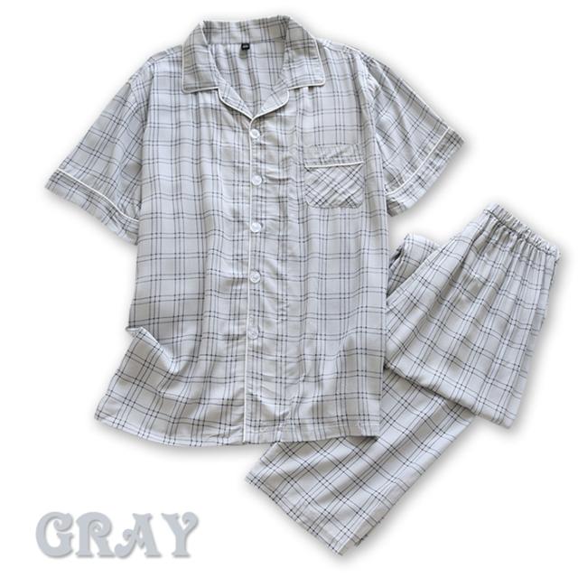 メンズパジャマ半袖長ズボン上下セット