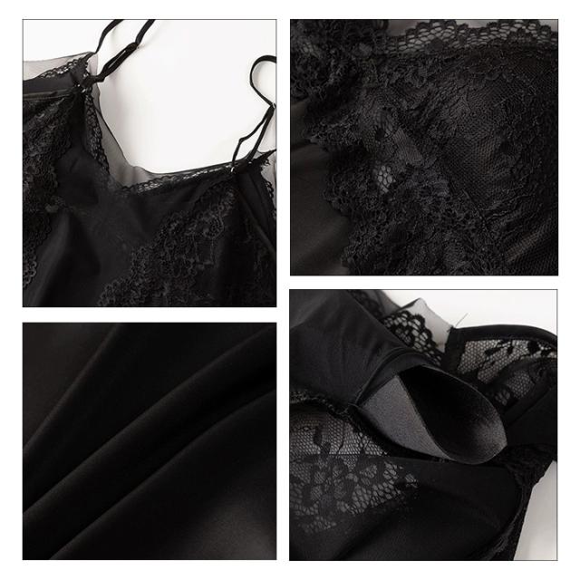 艶やかサテンと繊細レースが魅せる大人のスリップ