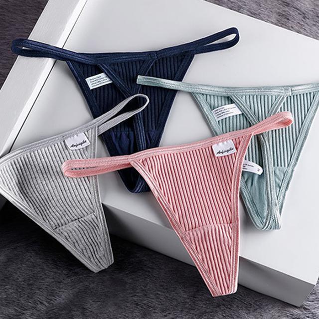 綿でお肌に優しい リブあみレディースTバック