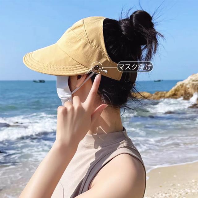 マスクフック付き軽量コンパクトなつば広帽子