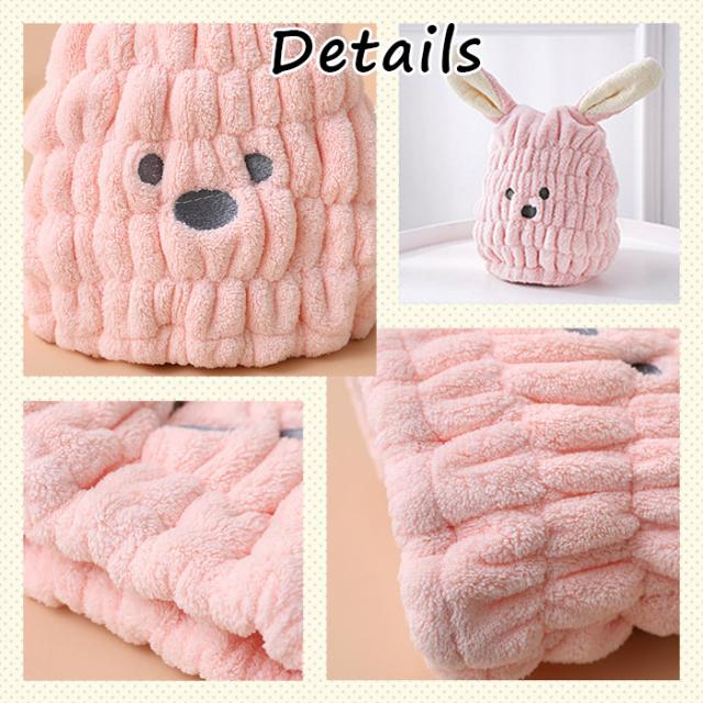 可愛いウサミミ付きのタオルキャップ