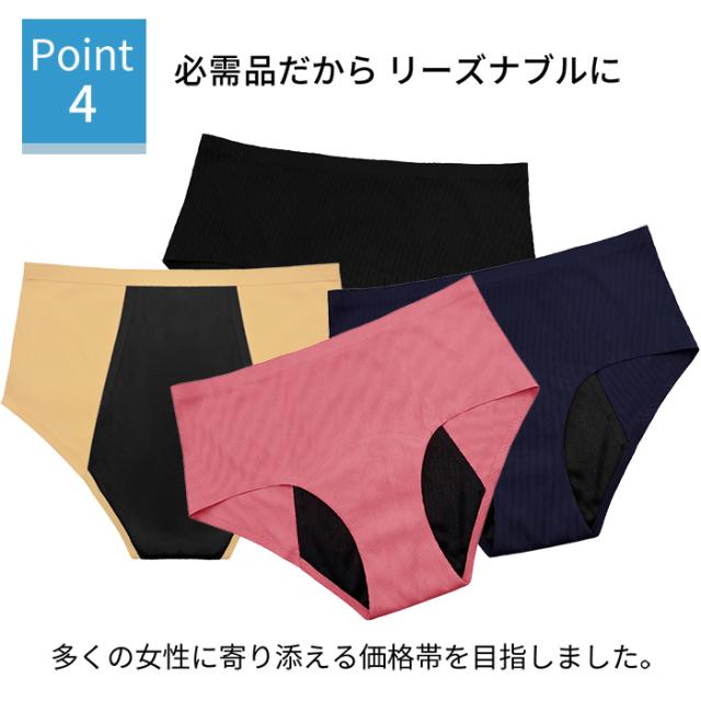 【送料無料】 多い日も安心 吸収型レギュラーショーツ