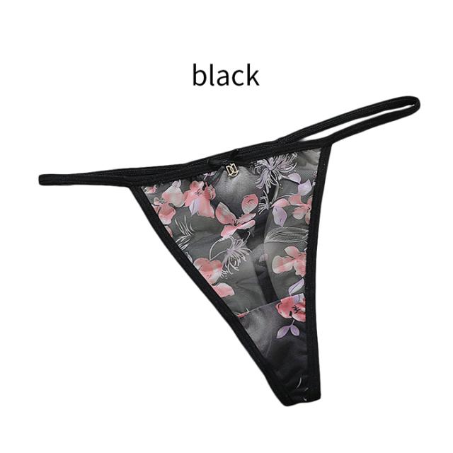 透ける花柄生地とゴム紐の極小Gストリング