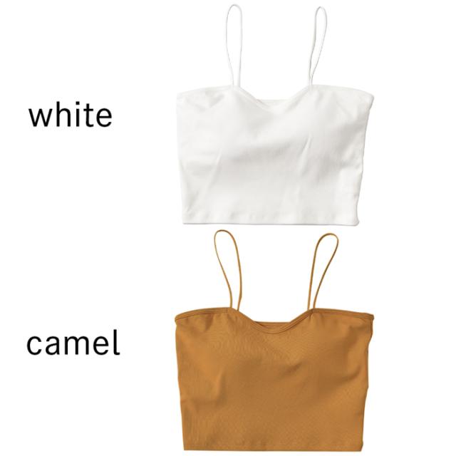 【送料無料】 綿95% クロップド丈カップ付きキャミソール